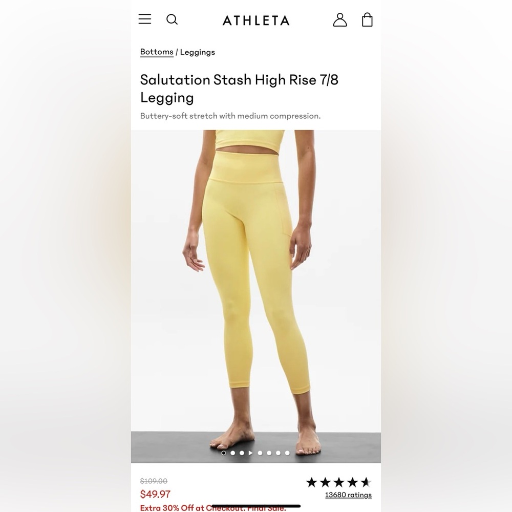 Athleta Yellow High Rise Legging